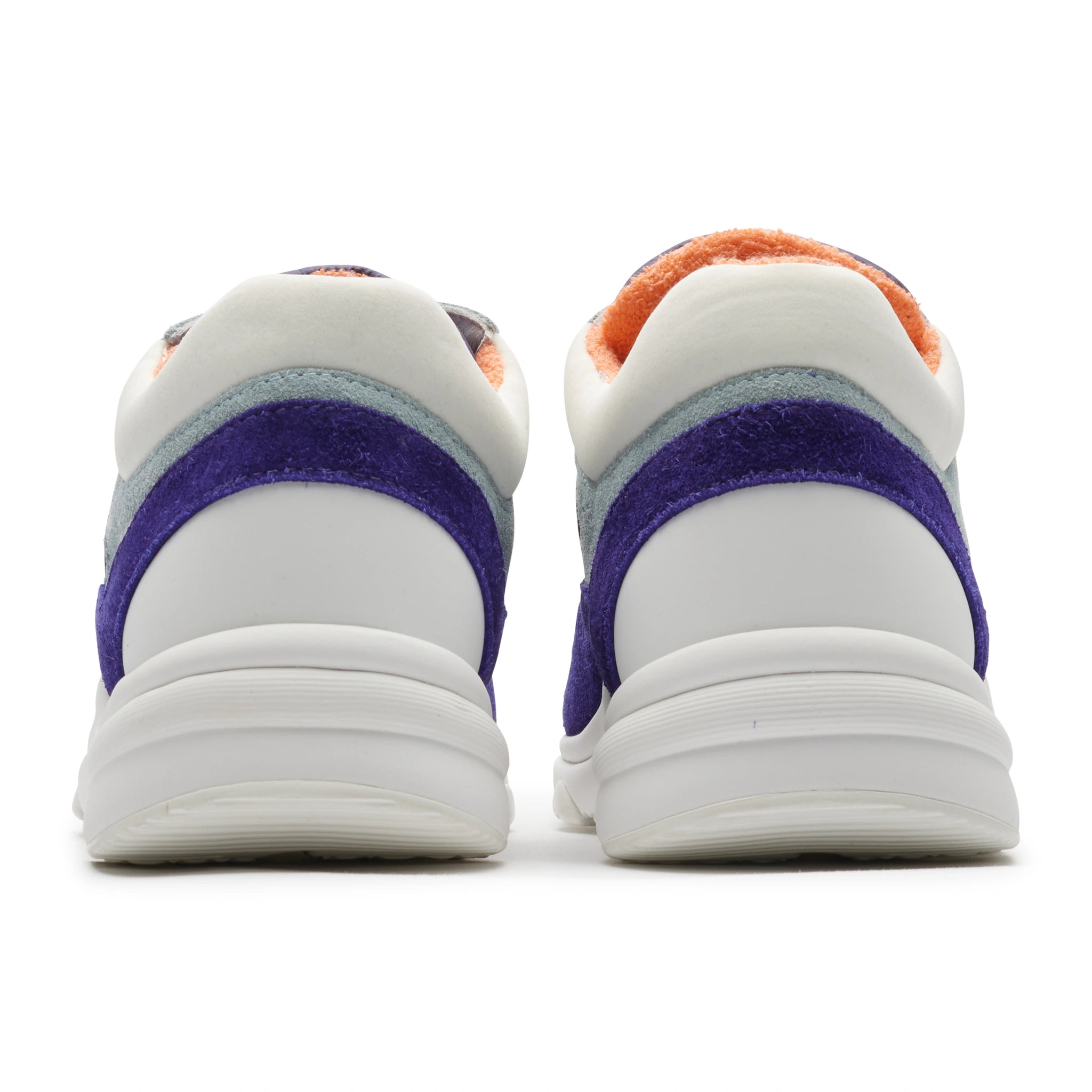 Back view of Chanel CC Logo Suede Nylon Navy Turquoise Sneaker - Preloved